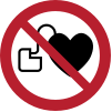 Segnale ISO 7010 P007: Vietato l'accesso ai portatori di pacemaker o defibrillatori impiantati