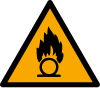 Segnale ISO 7010 W028: Pericolo sostanze comburenti
