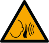 Segnale ISO 7010 W038: Pericolo rumore improvviso