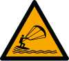 Segnale ISO 7010 W062: Pericolo praticanti kitesurf